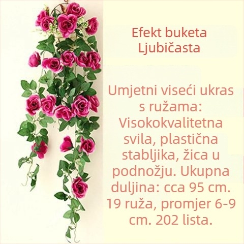 Set umjetnih cvjetova za zidnu dekoraciju: viseća biljka pauk, velike cvjetne glavice hortenzije, plastični umjetni cvjetovi i zelene loze