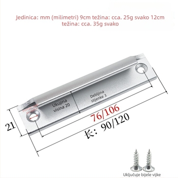Mala ručica od aluminijske legure za mrežaste prozore, ojačana ručica za površinsku ugradnju kliznih vrata, balkonska vrata, ormarići i ladice