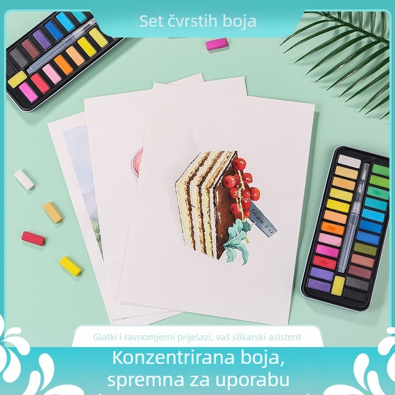 24 boja čvrstog akvarela u metalnoj kutiji – prenosni set za skiciranje