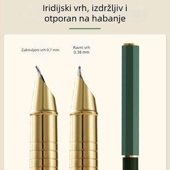 Morandi nalivno pero s 0,38 mm vrhom, metalno tijelo, dugi držak, za vježbanje pisanja, za učenike osnovne škole