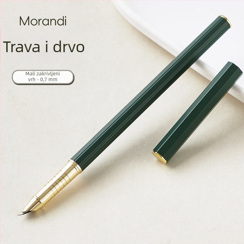Morandi nalivno pero s 0,38 mm vrhom, metalno tijelo, dugi držak, za vježbanje pisanja, za učenike osnovne škole