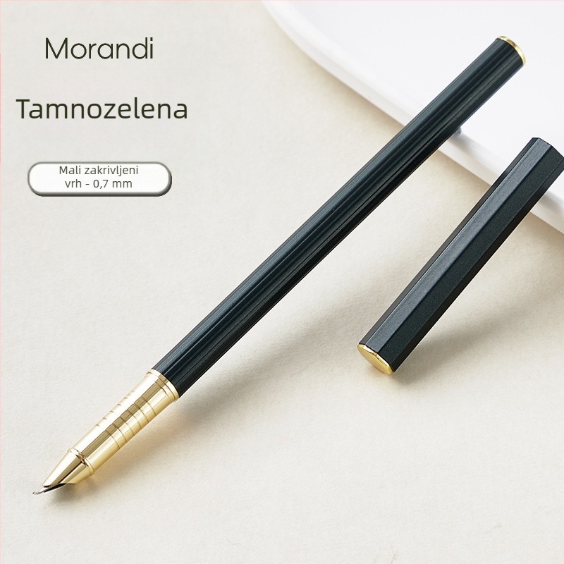 Morandi nalivno pero s 0,38 mm vrhom, metalno tijelo, dugi držak, za vježbanje pisanja, za učenike osnovne škole