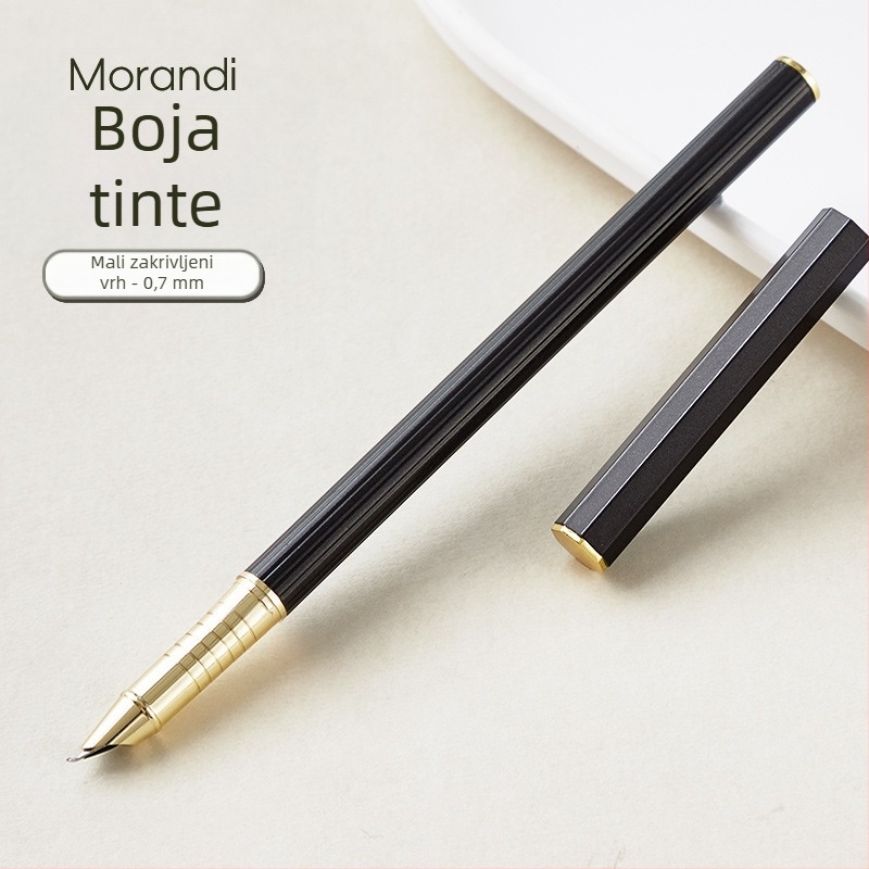 Morandi nalivno pero s 0,38 mm vrhom, metalno tijelo, dugi držak, za vježbanje pisanja, za učenike osnovne škole