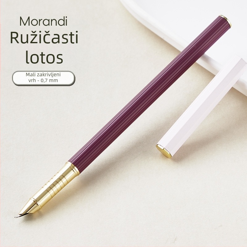 Morandi nalivno pero s 0,38 mm vrhom, metalno tijelo, dugi držak, za vježbanje pisanja, za učenike osnovne škole