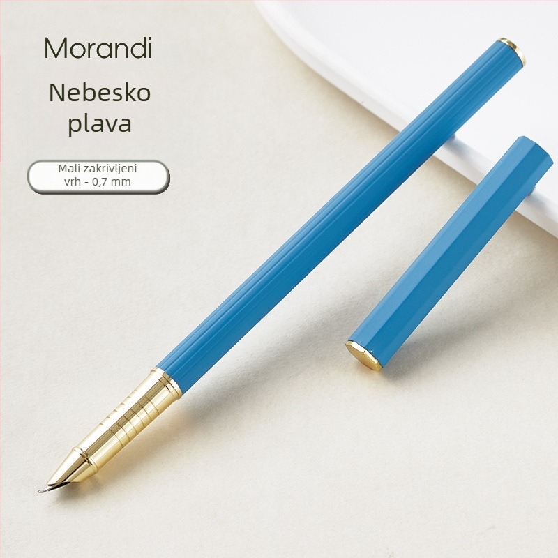 Morandi nalivno pero s 0,38 mm vrhom, metalno tijelo, dugi držak, za vježbanje pisanja, za učenike osnovne škole