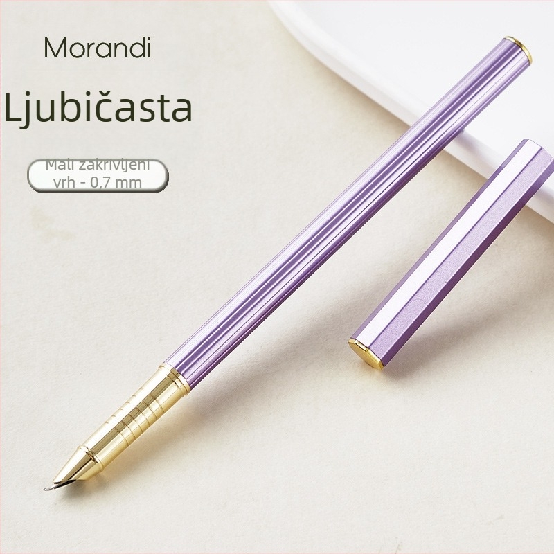 Morandi nalivno pero s 0,38 mm vrhom, metalno tijelo, dugi držak, za vježbanje pisanja, za učenike osnovne škole