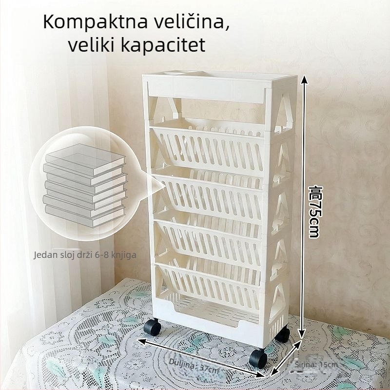 Mobilni knjižni ormarić na kotačićima, dvostrani regal za pohranu u učionici i čitaonici