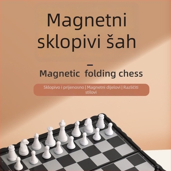 Dječja prijenosna magnetska ploča za šah i damu, devet figura, za dva igrača