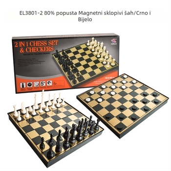Dječja prijenosna magnetska ploča za šah i damu, devet figura, za dva igrača