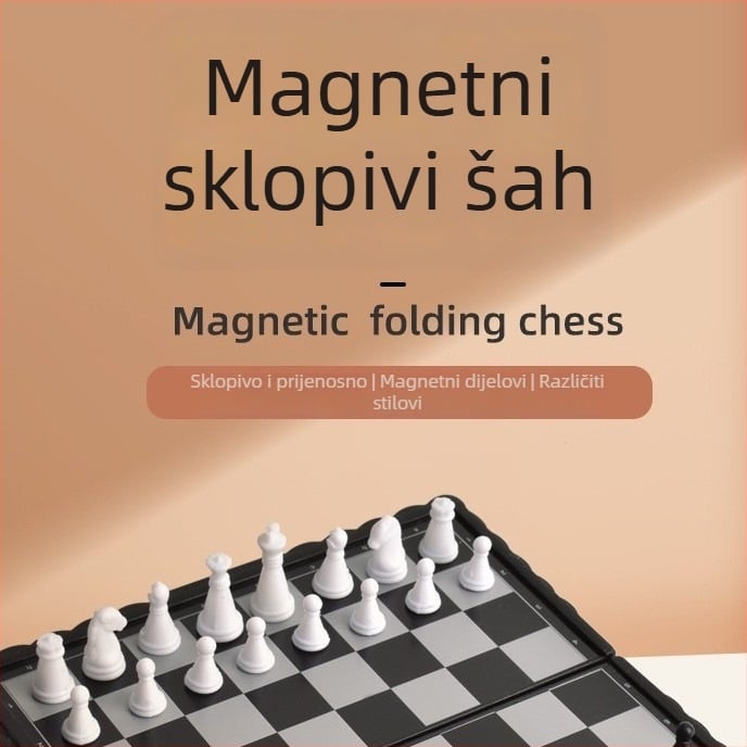 Dječja prijenosna magnetska ploča za šah i damu, devet figura, za dva igrača