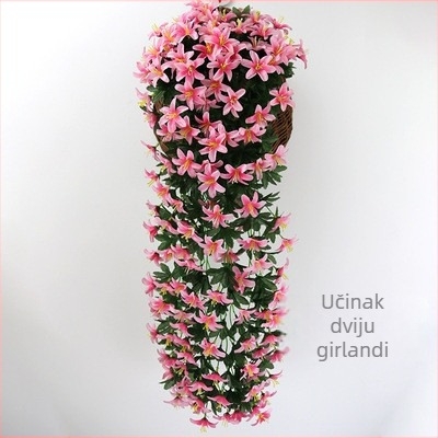 Umjetni cvjetovi ljilana za zidni ukras, svilenim cvjetovima, viseće loze s orhidejom