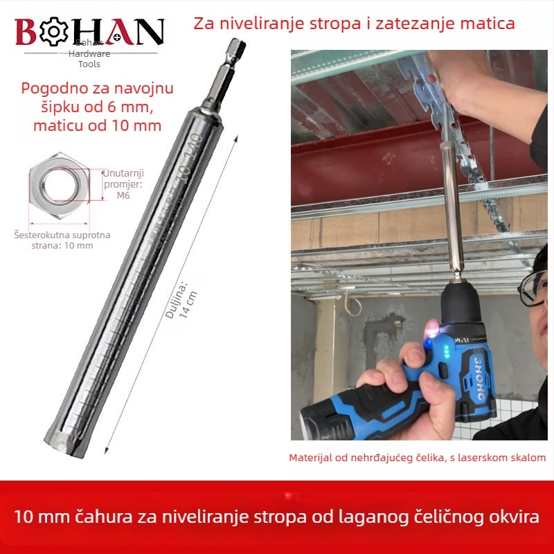 Univerzalni integrirani plafonski ključ za stolariju – alat za podizanje i povlačenje vijčanih šipki