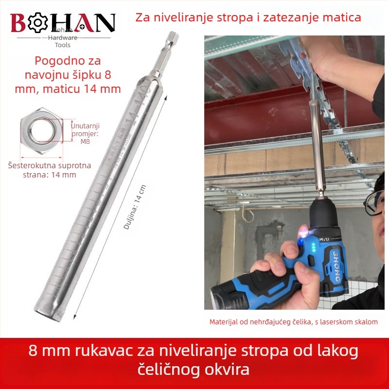 Univerzalni integrirani plafonski ključ za stolariju – alat za podizanje i povlačenje vijčanih šipki