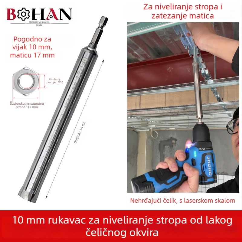 Univerzalni integrirani plafonski ključ za stolariju – alat za podizanje i povlačenje vijčanih šipki