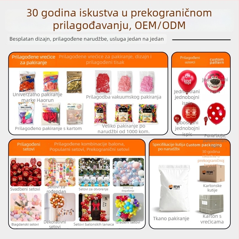 Haorun latex baloni promjera 10 inča, mat završna površina, debljina 1,5 g, više boja, okruglog oblika za party dekoracije