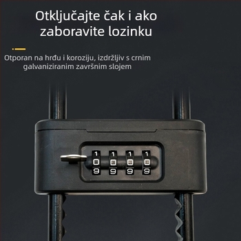 Brava s kodom za staklena vrata – U‑oblik, vodootporna i otporna na hrđu, kućni set brava