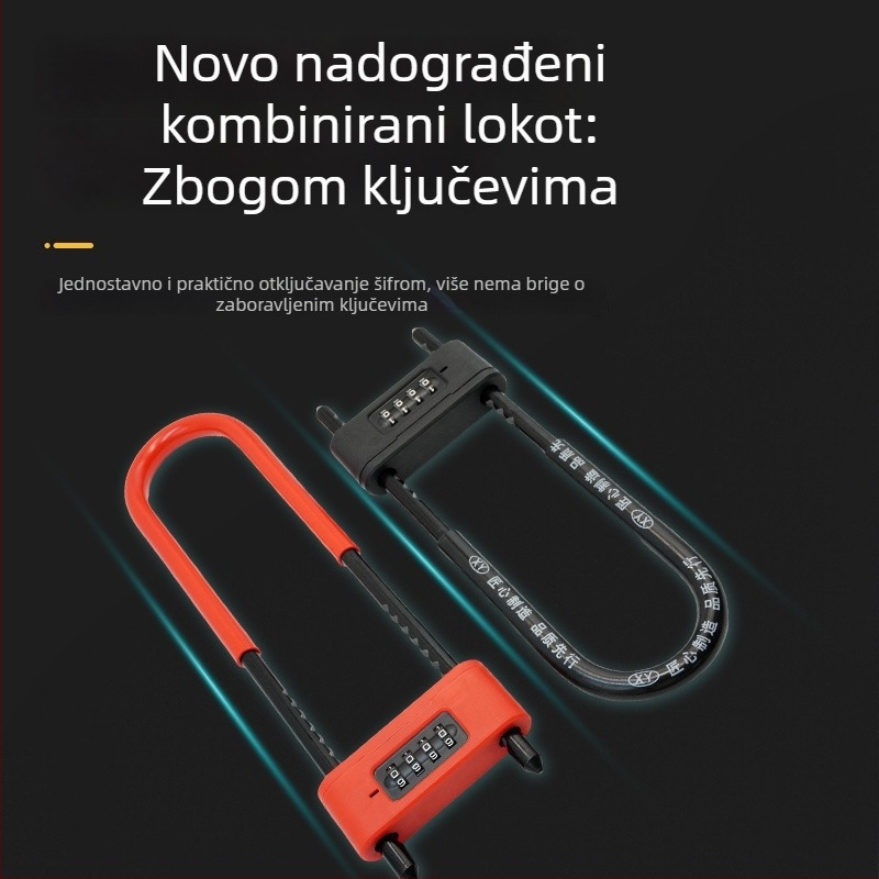 Brava s kodom za staklena vrata – U‑oblik, vodootporna i otporna na hrđu, kućni set brava