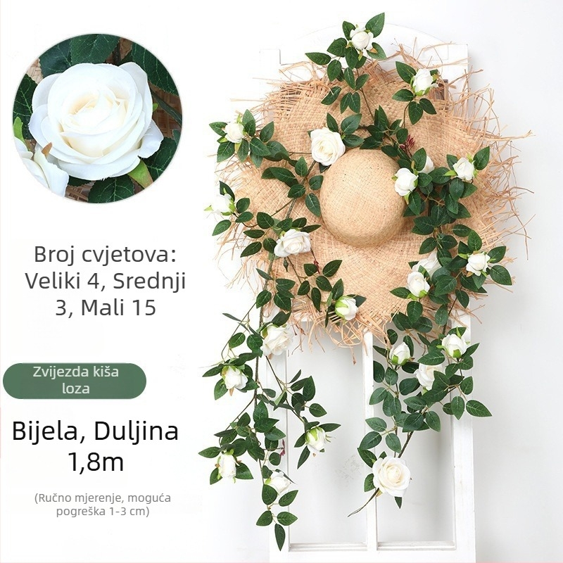 Victoria Rose umjetna svilenkasta loza za zidnu viseću dekoraciju za dnevnu sobu i balkon