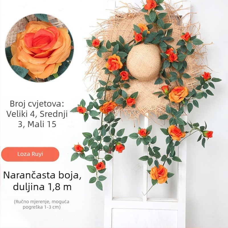 Victoria Rose umjetna svilenkasta loza za zidnu viseću dekoraciju za dnevnu sobu i balkon