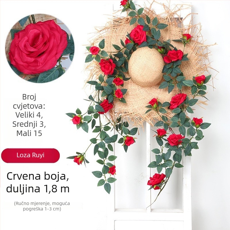 Victoria Rose umjetna svilenkasta loza za zidnu viseću dekoraciju za dnevnu sobu i balkon