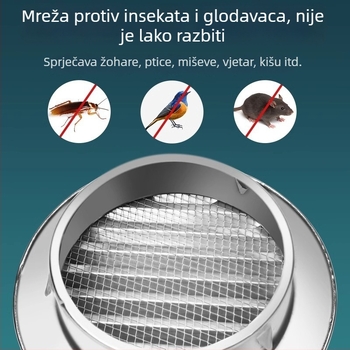 Vanjski zidni kapak ventilacije od 304 nehrđajućeg čelika, poklop otvora za ispušni zrak, otporan na vremenske uvjete