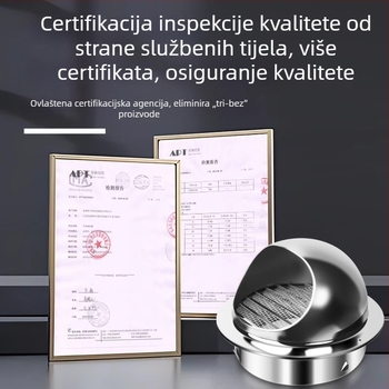 Vanjski zidni kapak ventilacije od 304 nehrđajućeg čelika, poklop otvora za ispušni zrak, otporan na vremenske uvjete