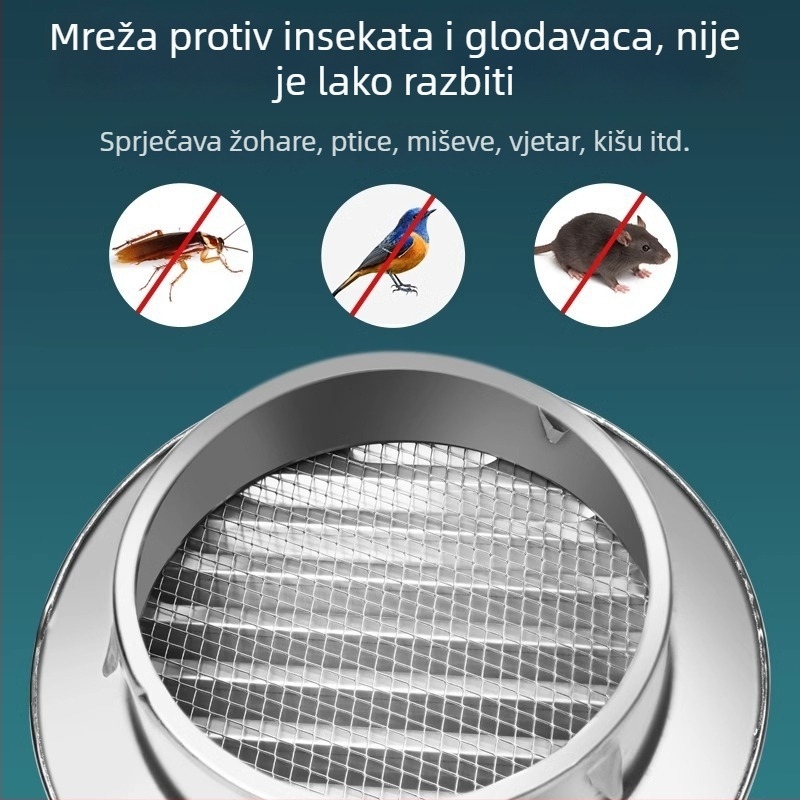 Vanjski zidni kapak ventilacije od 304 nehrđajućeg čelika, poklop otvora za ispušni zrak, otporan na vremenske uvjete