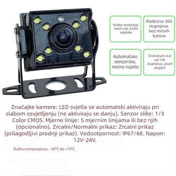 10,36-inčni HD auto monitor s kamerom za vožnju unatrag (12V/24V)
