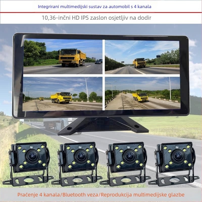 10,36-inčni HD auto monitor s kamerom za vožnju unatrag (12V/24V)