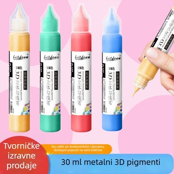 Zlatno 30 ml 3D konturna olovka za crtanje na staklu – vodootporna akrilna boja bez pečenja