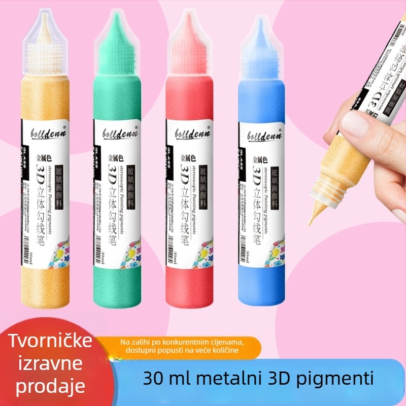 Zlatno 30 ml 3D konturna olovka za crtanje na staklu – vodootporna akrilna boja bez pečenja