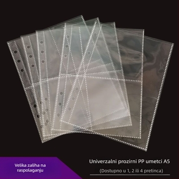 Prozirne PP stranice za foto-album s 6 rupa, A4–A7, za kartice od 3, 5 i 7 inča