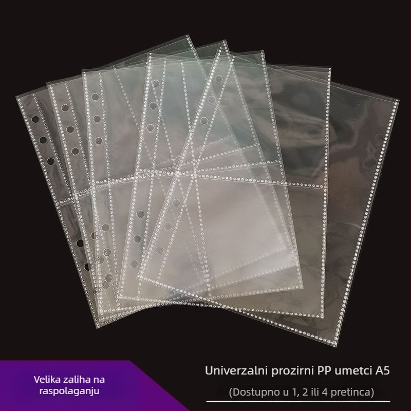 Prozirne PP stranice za foto-album s 6 rupa, A4–A7, za kartice od 3, 5 i 7 inča