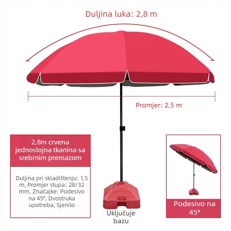 Veliki okrugli suncobran za vanjske štandove i dvorište