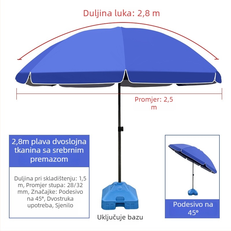 Veliki okrugli suncobran za vanjske štandove i dvorište