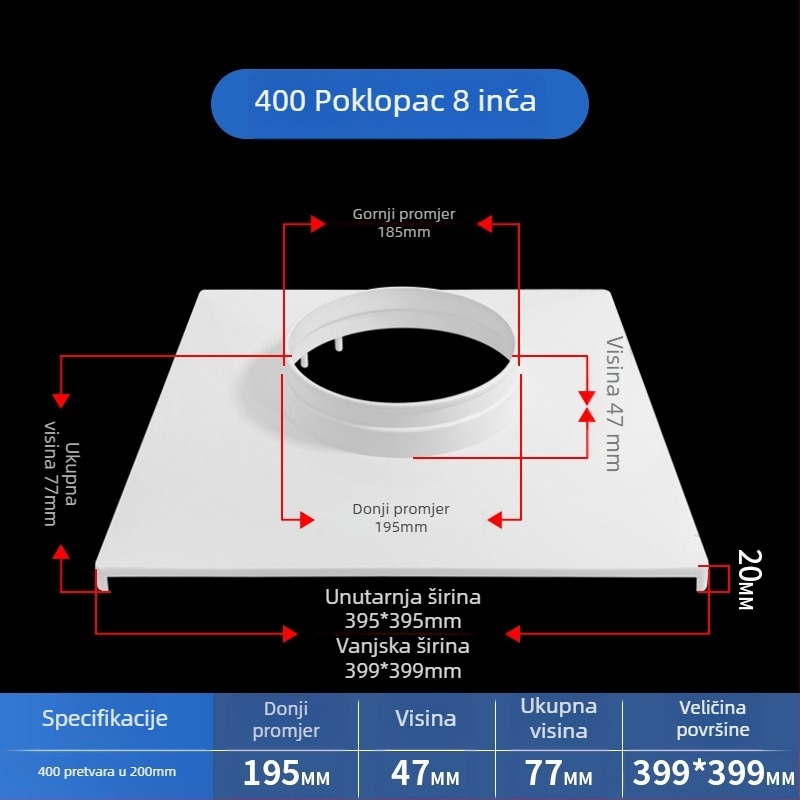 Grila za ventilaciju klima uređaja, stropni ventilacijski panel, poklopac za stropnu ventilaciju, mrežni poklopac