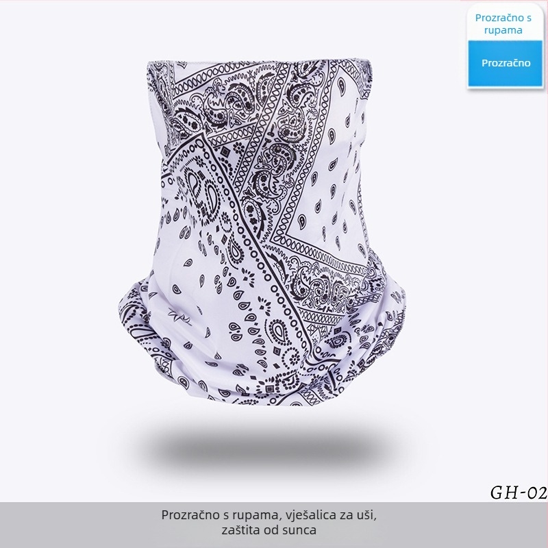 Maska za vožnju biciklom s UV zaštitom, Ice Silk materijal, rupa za disanje kroz nos, ušne petlje, prozračni vratni dio, unisex