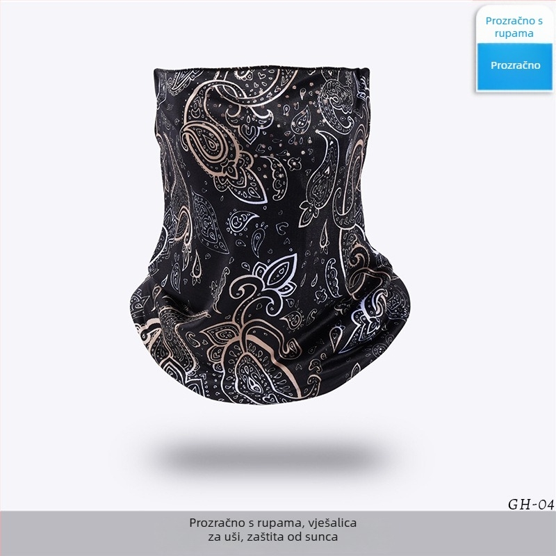 Maska za vožnju biciklom s UV zaštitom, Ice Silk materijal, rupa za disanje kroz nos, ušne petlje, prozračni vratni dio, unisex