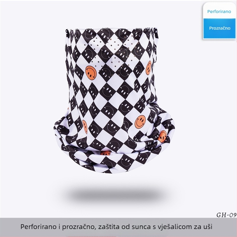 Maska za vožnju biciklom s UV zaštitom, Ice Silk materijal, rupa za disanje kroz nos, ušne petlje, prozračni vratni dio, unisex
