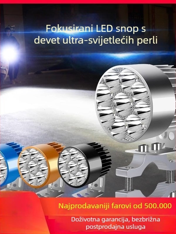 Vanjski ultrajak LED prednji svjetlosni sklop za električne bicikle i trokolna električna vozila, 12V za noćnu vožnju