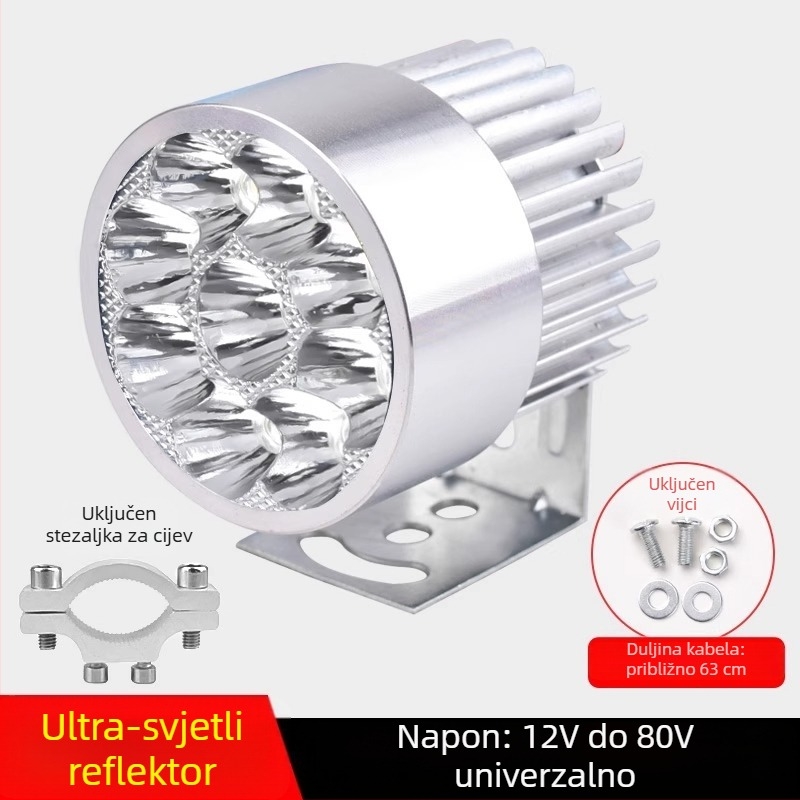 Vanjski ultrajak LED prednji svjetlosni sklop za električne bicikle i trokolna električna vozila, 12V za noćnu vožnju