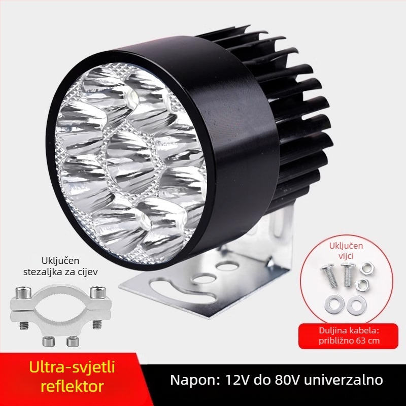 Vanjski ultrajak LED prednji svjetlosni sklop za električne bicikle i trokolna električna vozila, 12V za noćnu vožnju