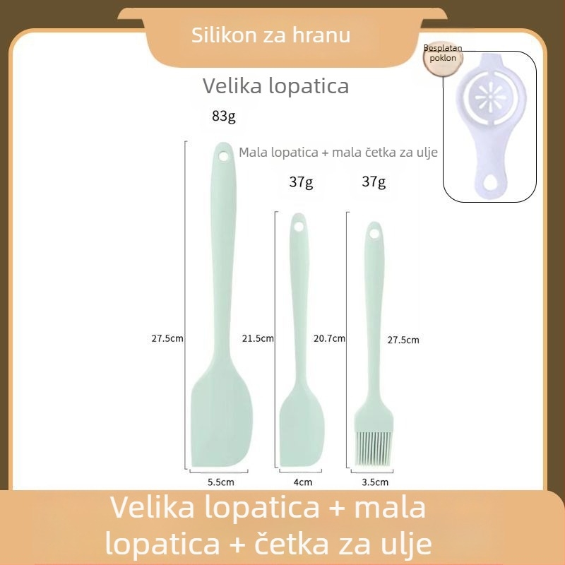 Set od 7 silikonskih kuhinjskih alata za pečenje, kvaliteta hrane, otporan na visoke temperature: špatula, četka za mazanje, mućkalica za jaja, klipsa za hranu, lopatica
