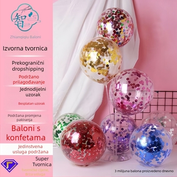 12-inčni latex baloni sa štrasom i konfeti, prozirni, dekor za svadbenu sobu i zabave, napuhujući set