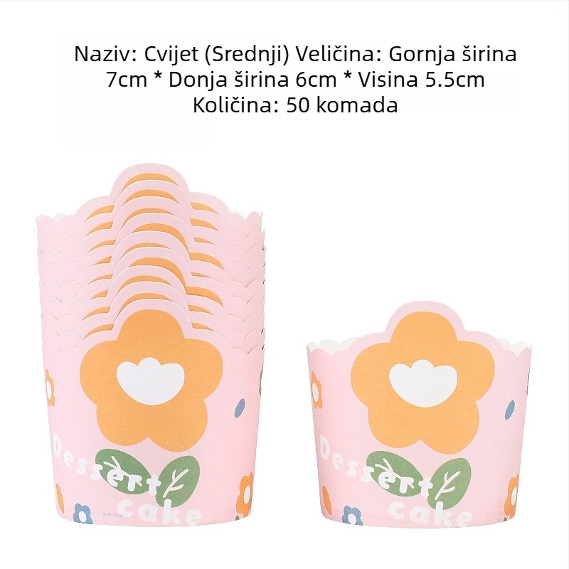 Srednje veličine papirnate posudice za kolače za kućnu izradu, otporne na visoke temperature, jednokratne posudice za muffine s simpatičnim crtanim motivom, pakiranje 50.