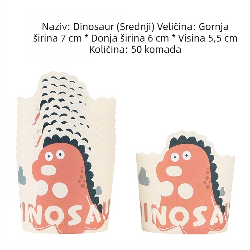 Srednje veličine papirnate posudice za kolače za kućnu izradu, otporne na visoke temperature, jednokratne posudice za muffine s simpatičnim crtanim motivom, pakiranje 50.