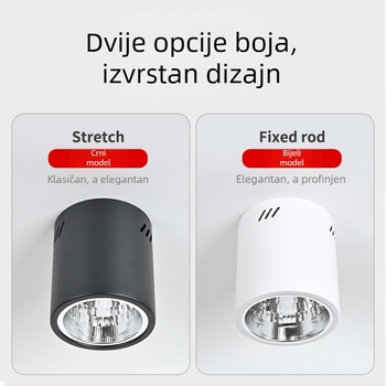 E27 okrugli downlight za površinsku montažu, promjer 4–6 inča, vintage kućište s abažurom, za plafon ili viseći nosač