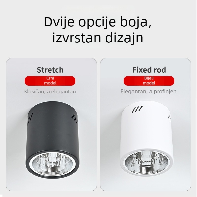 E27 okrugli downlight za površinsku montažu, promjer 4–6 inča, vintage kućište s abažurom, za plafon ili viseći nosač