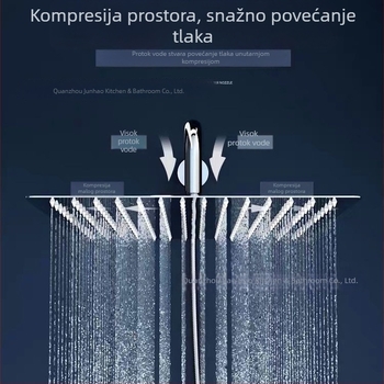 Nerđajući čelik, višefunkcionalna glava za tuš s gornjim mlazom, ogledni završni sloj, velika tuš glava za kućnu upotrebu