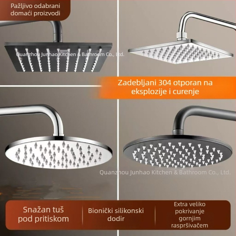 Nerđajući čelik, višefunkcionalna glava za tuš s gornjim mlazom, ogledni završni sloj, velika tuš glava za kućnu upotrebu